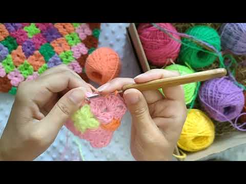 Видео: Туториал по многоцветному вязанию. Цветотерапия крючком. Идеальный мотив на плед, наволочку, сумку.