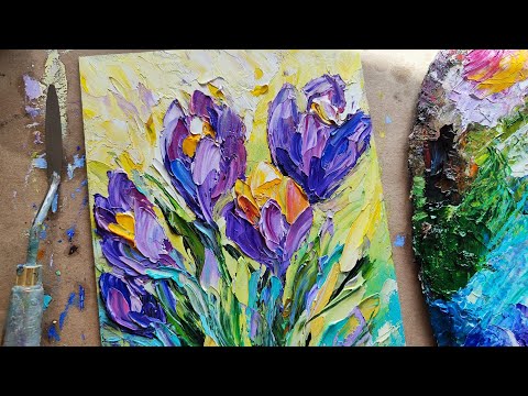 Видео: КРОКУСЫ мастихином импасто