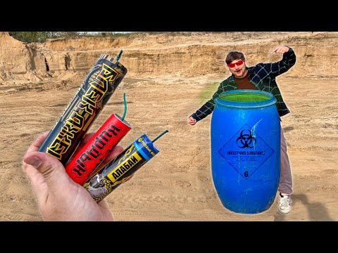 Видео: ✅ ПЕТАРДА + БОЧКА 200л 🛢️ ТОП 15 Мощных Петард в Бидоне