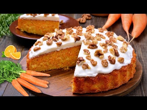 Видео: Рецепт морковного торта с апельсиновым соком и грецкими орехами 💖 Рецепты вкусных тортов, которые