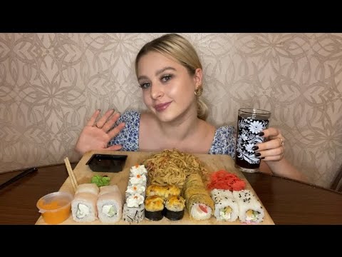 Видео: РОЛЛЫ🍱СЛИВОЧНЫЙ УДОН🍜ВАС БОЛЬШЕ 1000🥹🎉МУКБАНГ😍