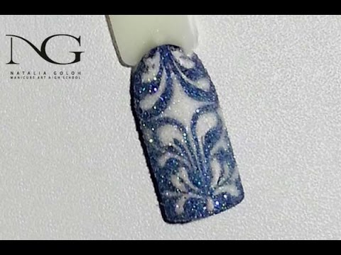 Видео: Как рисовать вензеля с блестками на ногтях. Periscope / How to draw monogram on the nails