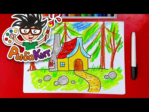Видео: Рисуем домик Маленькой Бабы Яги / урок рисования для детей