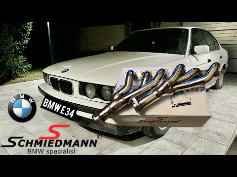 Видео: Равнодлинный выпускной коллектор Schmiedmann на  BMW E34 M50B25 VANOS, M52 тюнинг БМВ