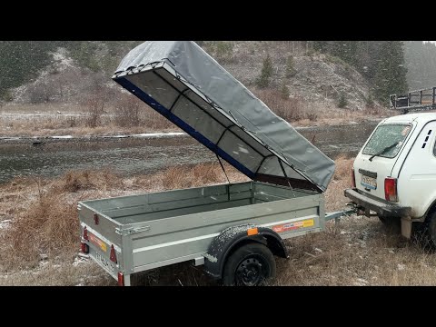 Видео: Подъемный тент для  легкового прицепа автомобиля.