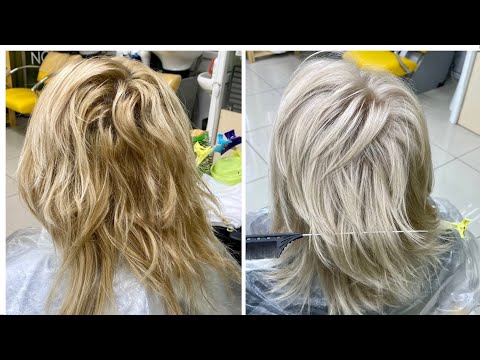 Видео: Осветление крем краской ранее окрашенных волос. Песочный  блонд из желто - рыжих волос