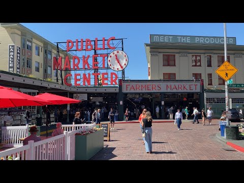 Видео: Downtown Seattle, Washington, обзор и прогулка по центру города, Monorail, Space Needle, Great Wheel