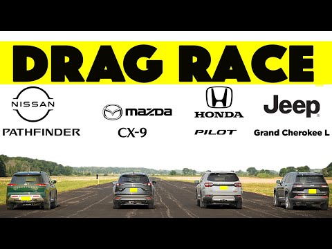 Видео: Гонка на семейных внедорожниках: Nissan Pathfinder против Mazda CX-9 против Honda Pilot против Je...