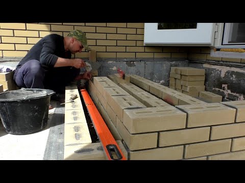 Видео: Ступеньки на крыльце из остатков облицовочного кирпича.