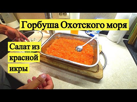 Видео: Горбуша Охотского моря. Салат из красной икры // Pink salmon of the Sea of Okhotsk (Eng Subs)