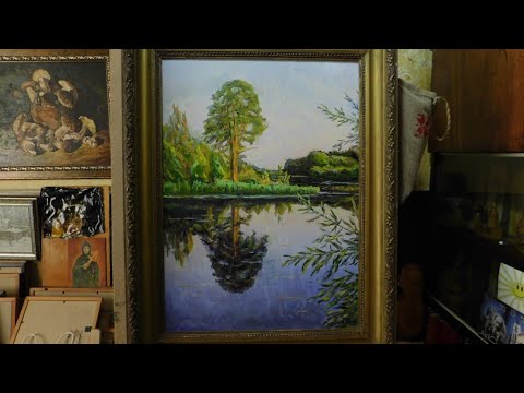Видео: Картина маслом: Старый Дуб, стоящий над водой!