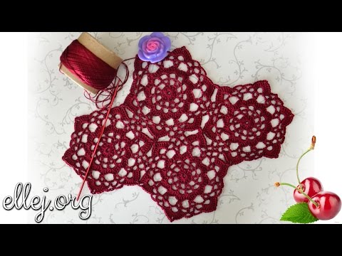 Видео: ♦ Безотрывное вязание • Шестиугольный мотив Вишневая любовь • ellej