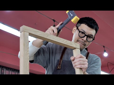 Видео: Как сделать самый простой дубовый стул. Квалифицированный корейский плотник по мебели