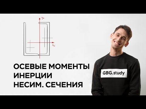 Видео: Определение осевых моментов инерции составного несимметричного сечения. Сопромат