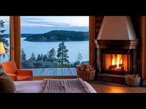 Видео: Уютный вечер у камина с видом на озеро | Cozy night by the fireplace with a view of Lake