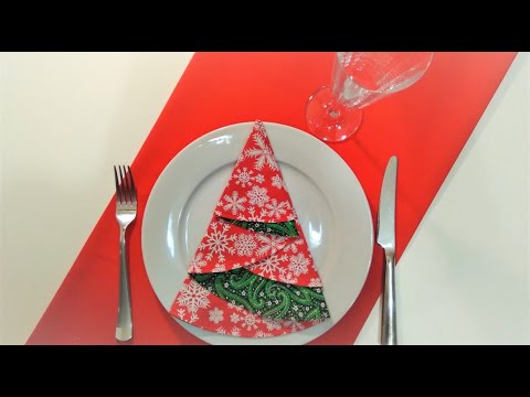 Видео: 2 варината салфеток-елочек для сервировки новогоднего стола