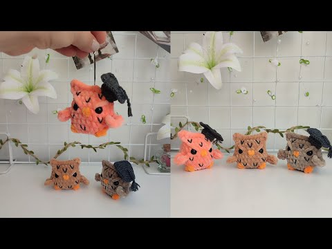 Видео: Сова крючком, сова выпускник брелок вязаная крючком, сова брелок крючком