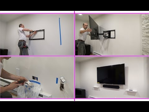 Видео: How to Wall Mount a TV with SANUS Simplicity. Установка TV на стену, Проводка Розетки