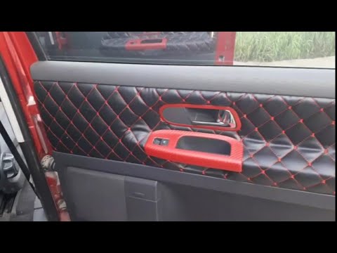 Видео: Перетяжка дверных карт Seat Alhambra, VW Sharan, Ford Galaxy эко кожей прошитой в ромб