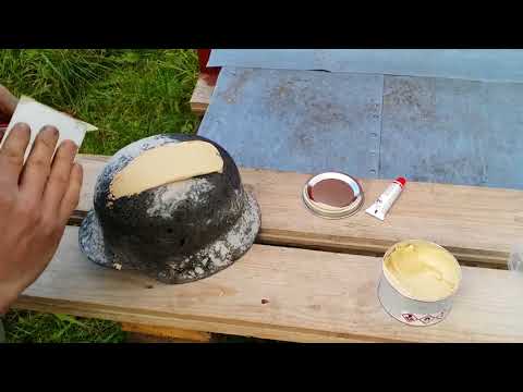 Видео: Восстановление немецкой каски. Часть 2. Шпатлёвка