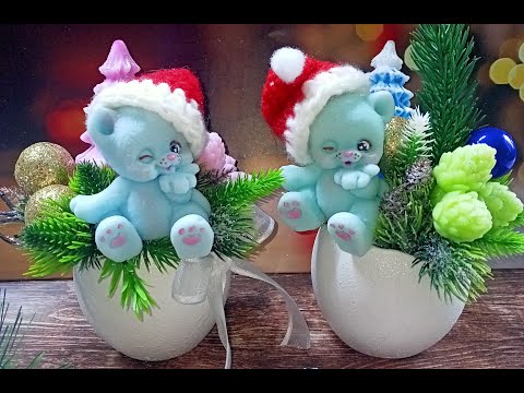 Видео: Мыловарение\ Собираю Новогоднюю композицию в кашпо Котик с Ёлкой\ручная работа.