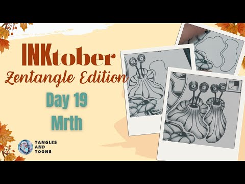 Видео: День 19 Inktober | Рисование Mrth | Урок по зентанглу с забавным поворотом «Инопланетная амеба»!
