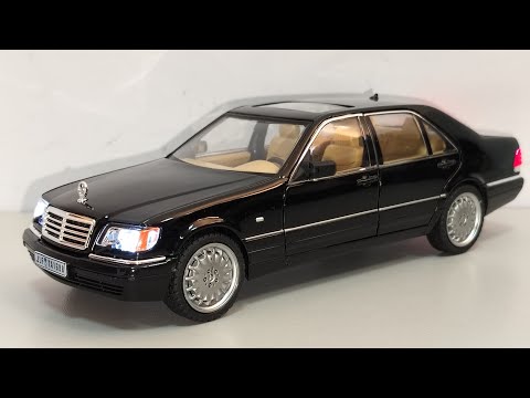 Видео: Mercedes-Benz W140 "Кабан" металлическая модель в масштабе 1:24 от JINLIFANG со звуком и светом.