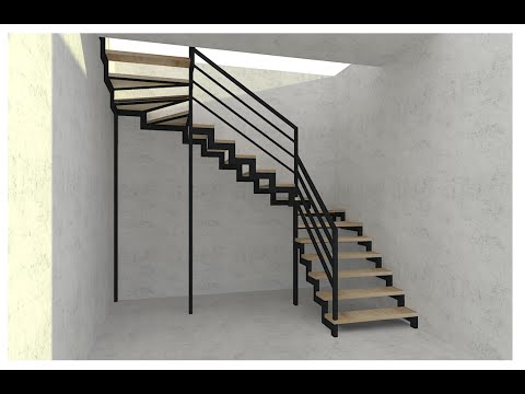 Видео: Лестница на ломаном косоуре. Проектировка , визуализация.