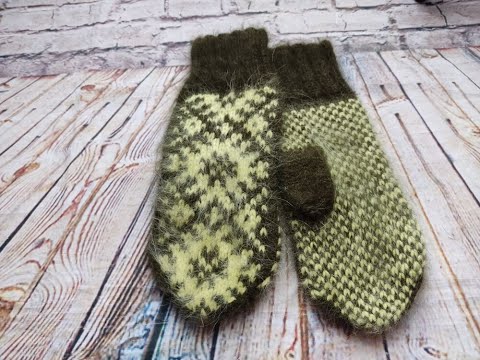 Видео: Свяжем варежки с жаккардовым узором, пряжа пух норки от Атрико...