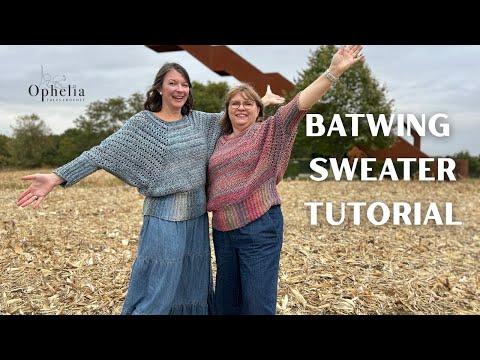 Видео: Урок по вязанию крючком свитера сверху вниз // Свитер для чтения «Летучая мышь» от Ани