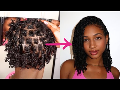 Видео: Преображение с помощью мини-крутов на коротких натуральных волосах | Добавление длины с помощью н...