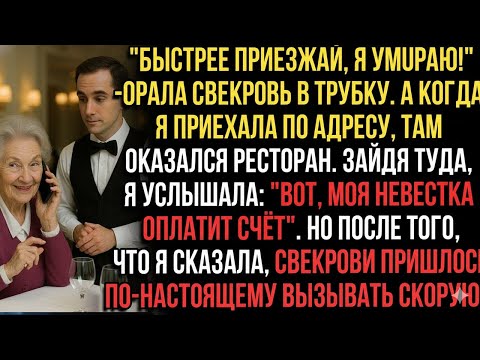 Видео: "Быстрее приезжай,я умuраю!"-орала свекровь.Там оказался ресторан"Вот,моя невестка оплатит счёт"