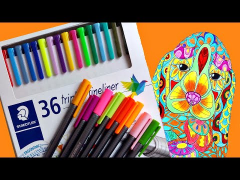 Видео: линеры Staedtler 36 цветов | Капиллярные ручки Triplus Fineliner Staedtler | Гелевые ручки Штадлер