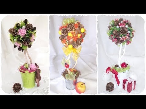 Видео: ТОПИАРИЙ ЗА ПОЛЧАСА! Новогоднее, осеннее и цветочное дерево счастья в ведерке!
