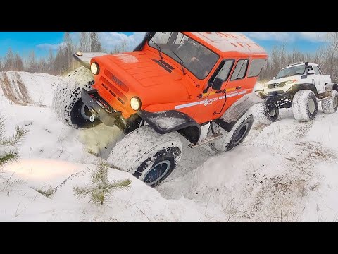 Видео: Что может вездеход Уаз патриот на огромных колёсах VS Уаз Хантер Бигфут Шерп конкурент? Где предел?