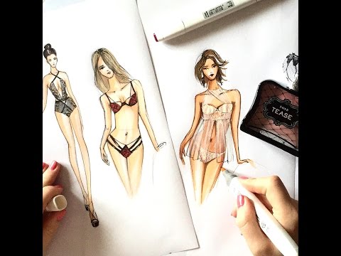 Видео: Fashion sketching. Нижнее белье.