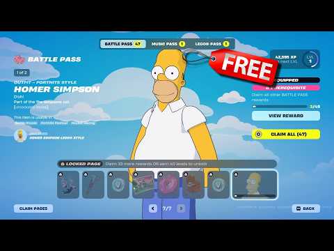 Видео: Как получить БЕСПЛАТНЫЙ боевой пропуск SIMPSONS в Fortnite!