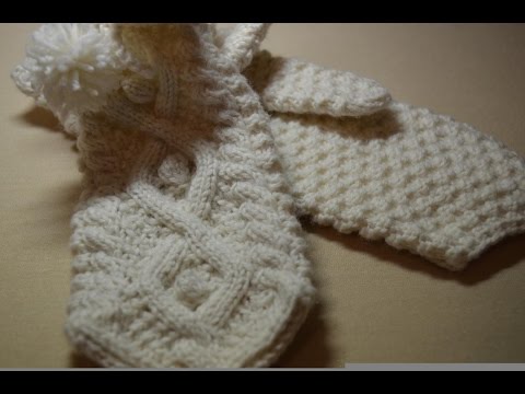 Видео: Варежки спицами с косами и шишечками (продолжение 2).