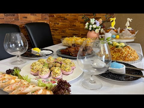 Видео: 🧁 ПРАЗДНИЧНЫЙ СТОЛ НА ПАСХУ 🍀/ Пасхальный кулич КРАФФИН 🥮/ СТОЛ ЗА ПАРУ ЧАСОВ/ закуски на ПАСХУ,