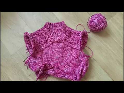 Видео: Джемпер ХИТ! Часть 2. Вяжем кокетку на нужный размер.Подрезы
