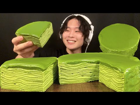 Видео: ASMR Rich Matcha Milk Crepe‼️【звук еды/мукбанг】