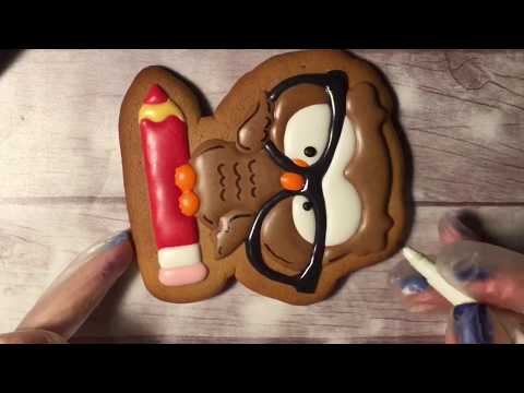 Видео: Имбирное печенье. Роспись. Ученая сова