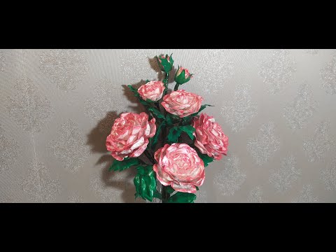Видео: Мастер класс. Веточка розы из пластиковых бутылок.