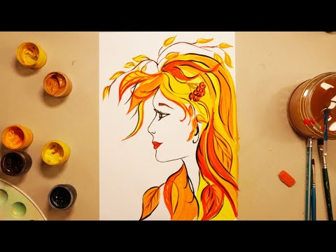 Видео: Как нарисовать ДЕВУШКУ "ОСЕНЬ" } АРТ РИСУНКИ