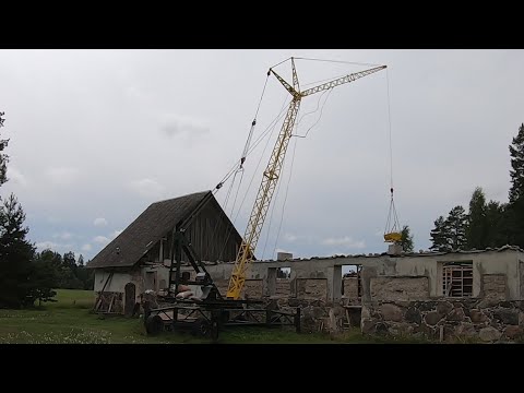 Видео: Работа самодельного крана! Восстанавливаю 100+летний Замок-Сарай! Самая Большая Заливка Проекта!