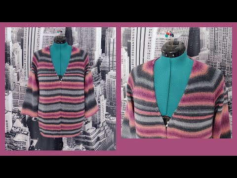 Видео: Как вязала кардиган из пряжи Сеам Rainbow.Подробное описание,полый шнур,набор петель.