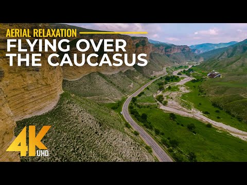 Видео: Полет над Кавказскими горами - вид с воздуха на живописные пейзажи Восточного Кавказа в 4K UHD
