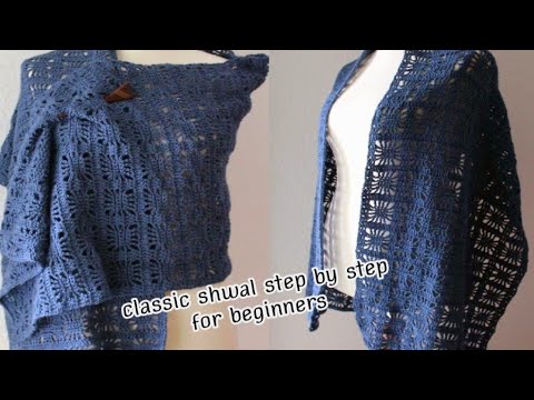 Видео: Как связать женскую шаль очень оригинального классического дизайна крючком.