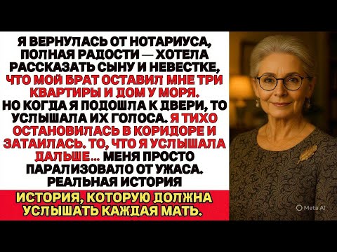 Видео: Я вернулась от нотариуса, чтобы рассказать сыну и невестке, что брат оставил мне три квартиры и…