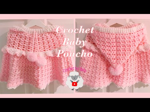 Видео: Как связать крючком детское пончо | накидка с капюшоном | для девочек 6 месяцев - 3,5 года - Вяза...